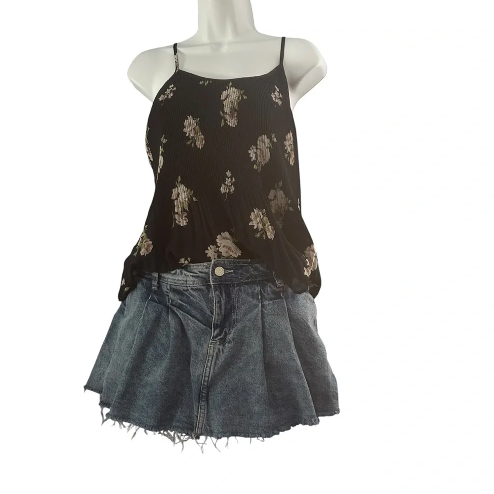 Urban outfitters denim mini skorts size 25 bonus A&F babydoll y2k top XS grunge